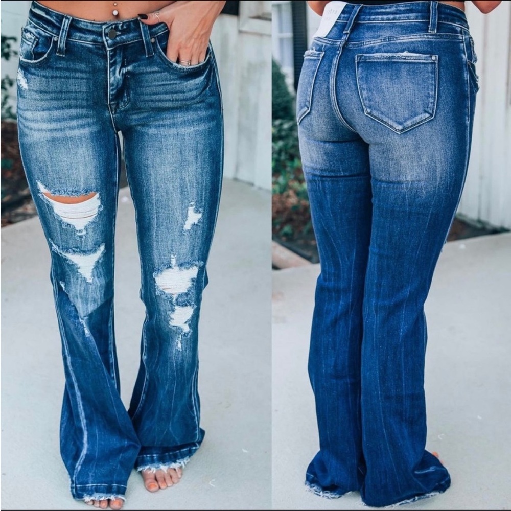 LPetra 153 Distressed Flare Jeans - washed, never worn!